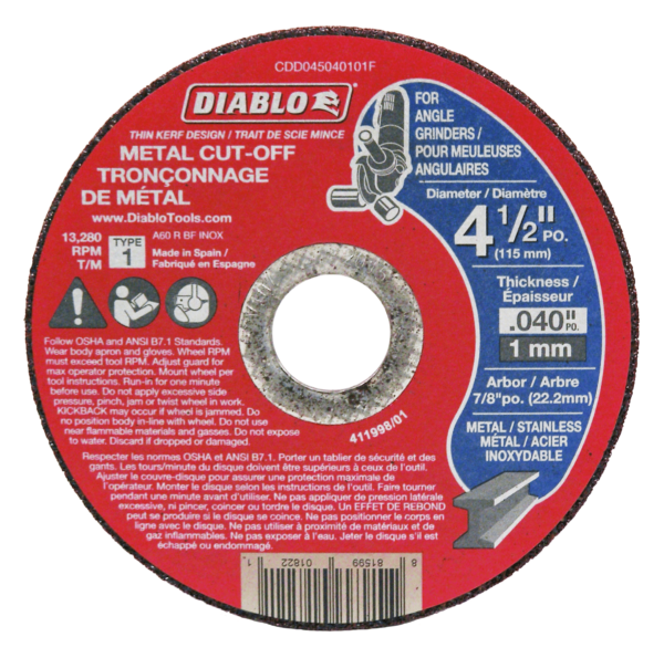 Diablo Cdd045250701F 4-1/2? X 1/4 X 7/8 Metal Dc G # 27