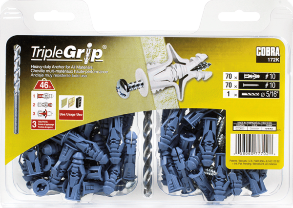 Cobra (172K) Triple-Grip #10 Blue + Screws (X 70)