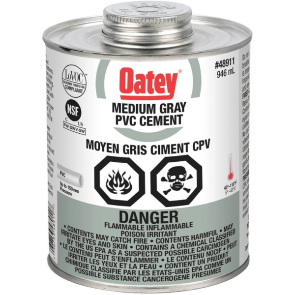 Oatey 48911 946 Ml Pvc Cement Medium Gray (C) Retail