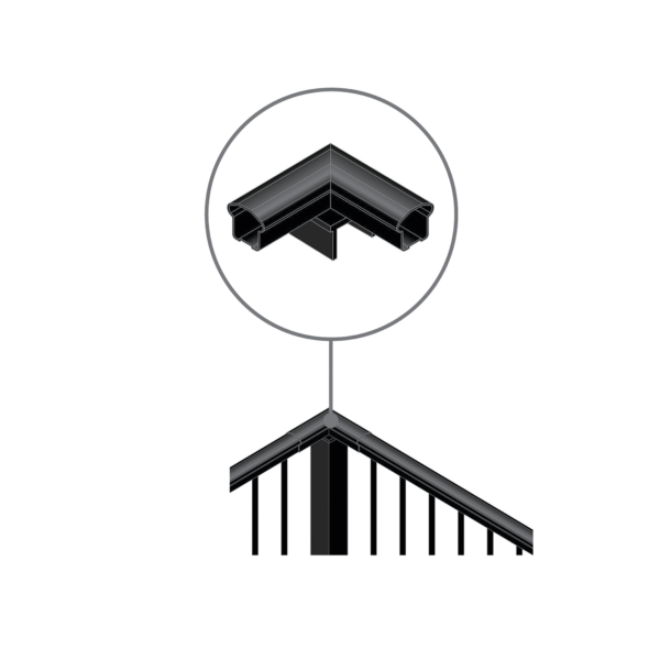 Nuvo Iron Blcpc90 Black In-Line  90? Post Cap ? Used On A Corner Post To Create A Smooth Continuous Line Railing. Screws Included.