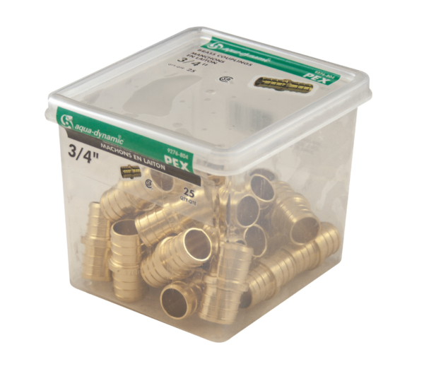 Aqua Dynamic 9776-804 Pex Fitting Brass Coupling 3/4 (Pack 25) Lead Free