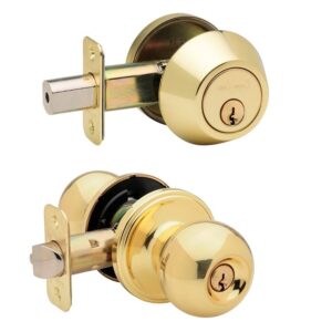 Combination Entry Door Lock Set Polish Gold